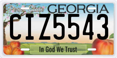 GA license plate CIZ5543