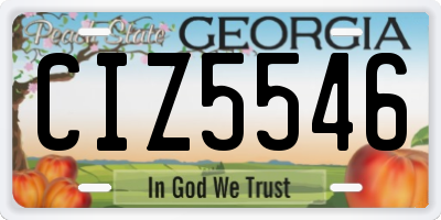 GA license plate CIZ5546