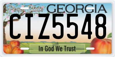 GA license plate CIZ5548