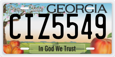 GA license plate CIZ5549