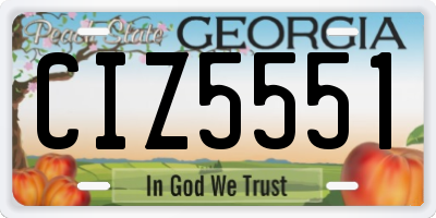 GA license plate CIZ5551