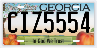 GA license plate CIZ5554