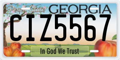 GA license plate CIZ5567