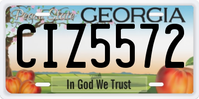 GA license plate CIZ5572