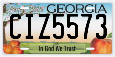 GA license plate CIZ5573