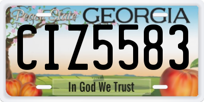 GA license plate CIZ5583
