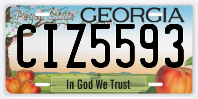 GA license plate CIZ5593