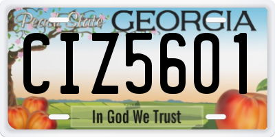 GA license plate CIZ5601