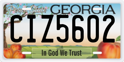 GA license plate CIZ5602