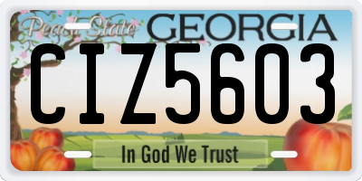 GA license plate CIZ5603