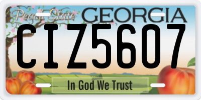 GA license plate CIZ5607