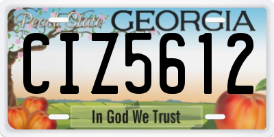 GA license plate CIZ5612
