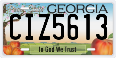 GA license plate CIZ5613