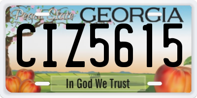 GA license plate CIZ5615