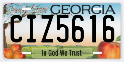GA license plate CIZ5616