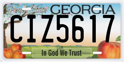 GA license plate CIZ5617