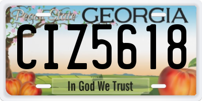 GA license plate CIZ5618