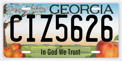 GA license plate CIZ5626