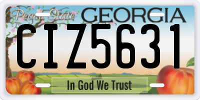 GA license plate CIZ5631