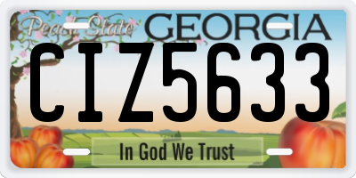 GA license plate CIZ5633