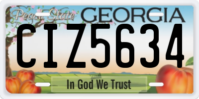 GA license plate CIZ5634