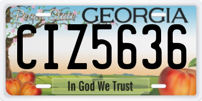 GA license plate CIZ5636