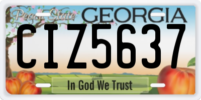 GA license plate CIZ5637