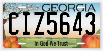 GA license plate CIZ5643