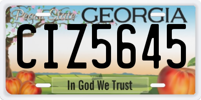 GA license plate CIZ5645
