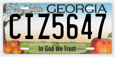 GA license plate CIZ5647