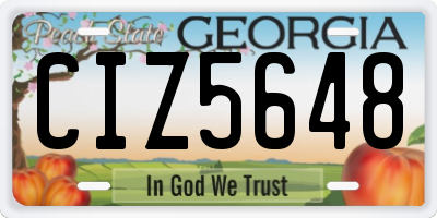 GA license plate CIZ5648