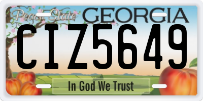 GA license plate CIZ5649