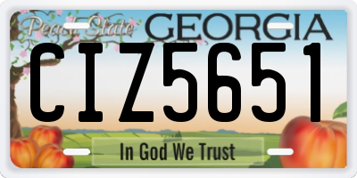 GA license plate CIZ5651