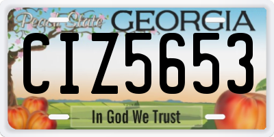 GA license plate CIZ5653