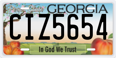 GA license plate CIZ5654