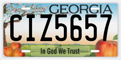 GA license plate CIZ5657