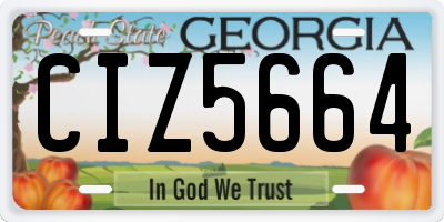 GA license plate CIZ5664
