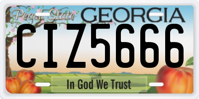 GA license plate CIZ5666