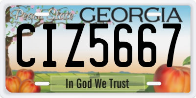 GA license plate CIZ5667