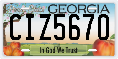 GA license plate CIZ5670