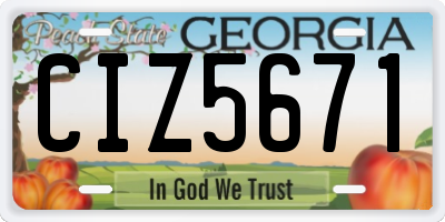 GA license plate CIZ5671