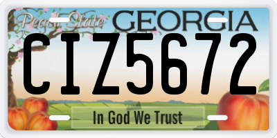 GA license plate CIZ5672