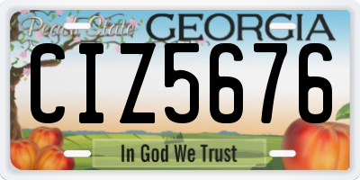 GA license plate CIZ5676