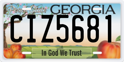 GA license plate CIZ5681