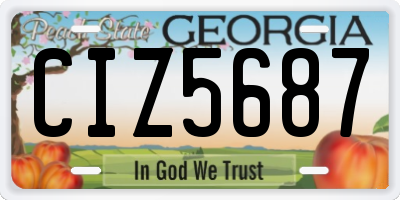GA license plate CIZ5687
