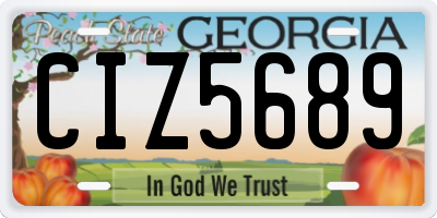 GA license plate CIZ5689