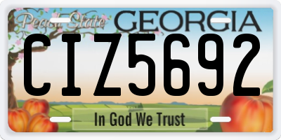 GA license plate CIZ5692
