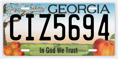 GA license plate CIZ5694
