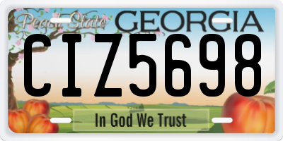 GA license plate CIZ5698