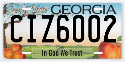 GA license plate CIZ6002